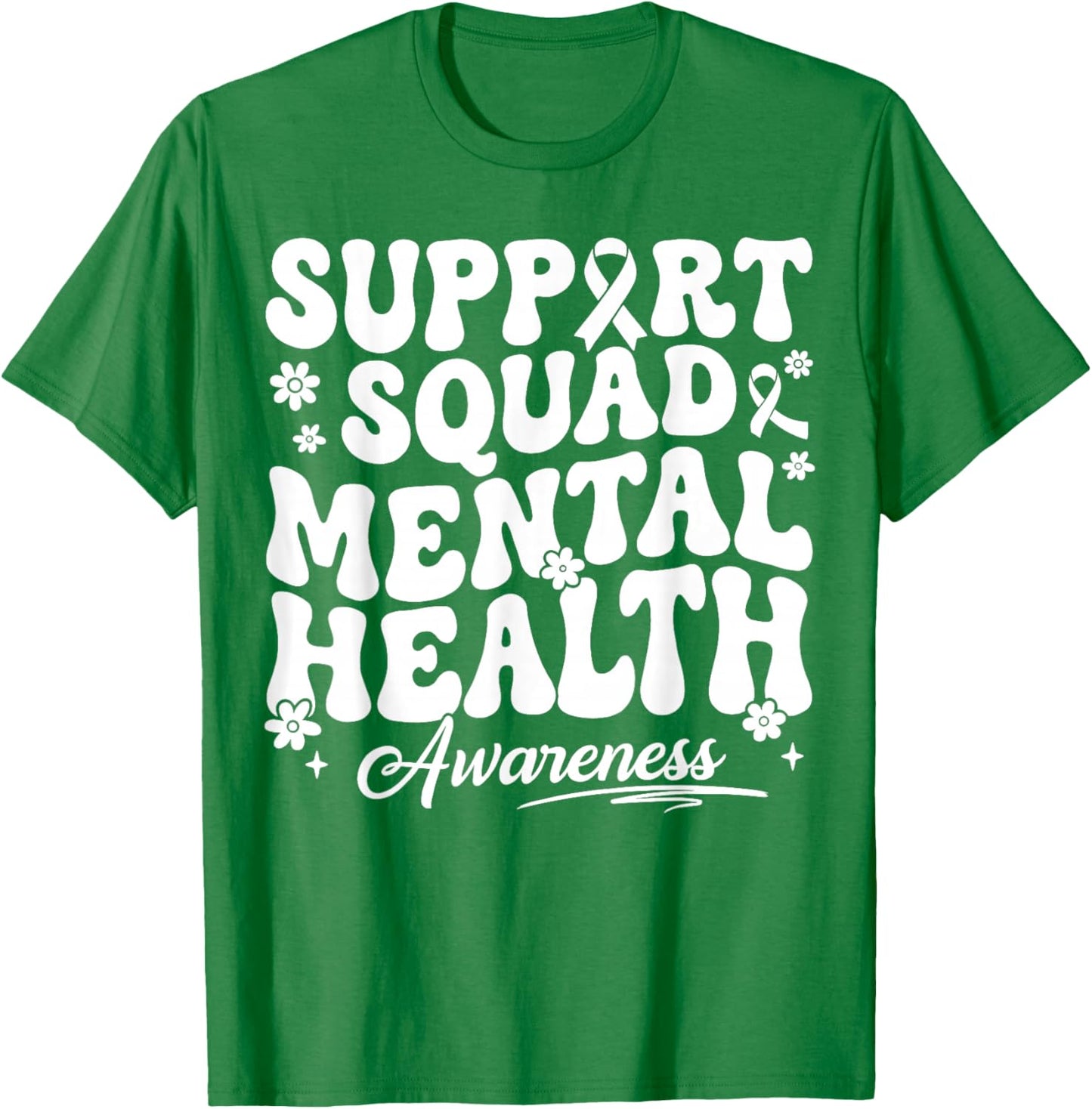 Groovy Support Squad Mental Health Awareness T-Shirt - T-Shirt | Irish Green