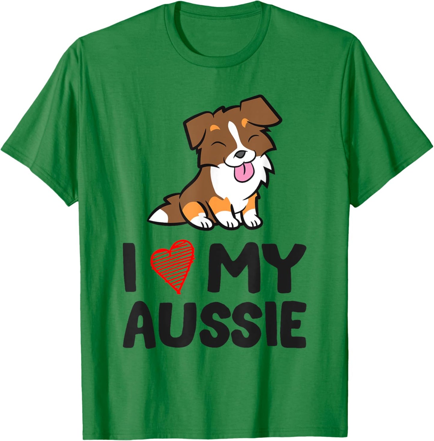 Australian Shepherd Dog I Love My Aussie T-Shirt - T-Shirt | Irish Green