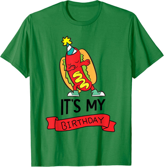 Hotdog-Themed Birthday Party Its My Birthday T-Shirt - T-Shirt | Irish Green