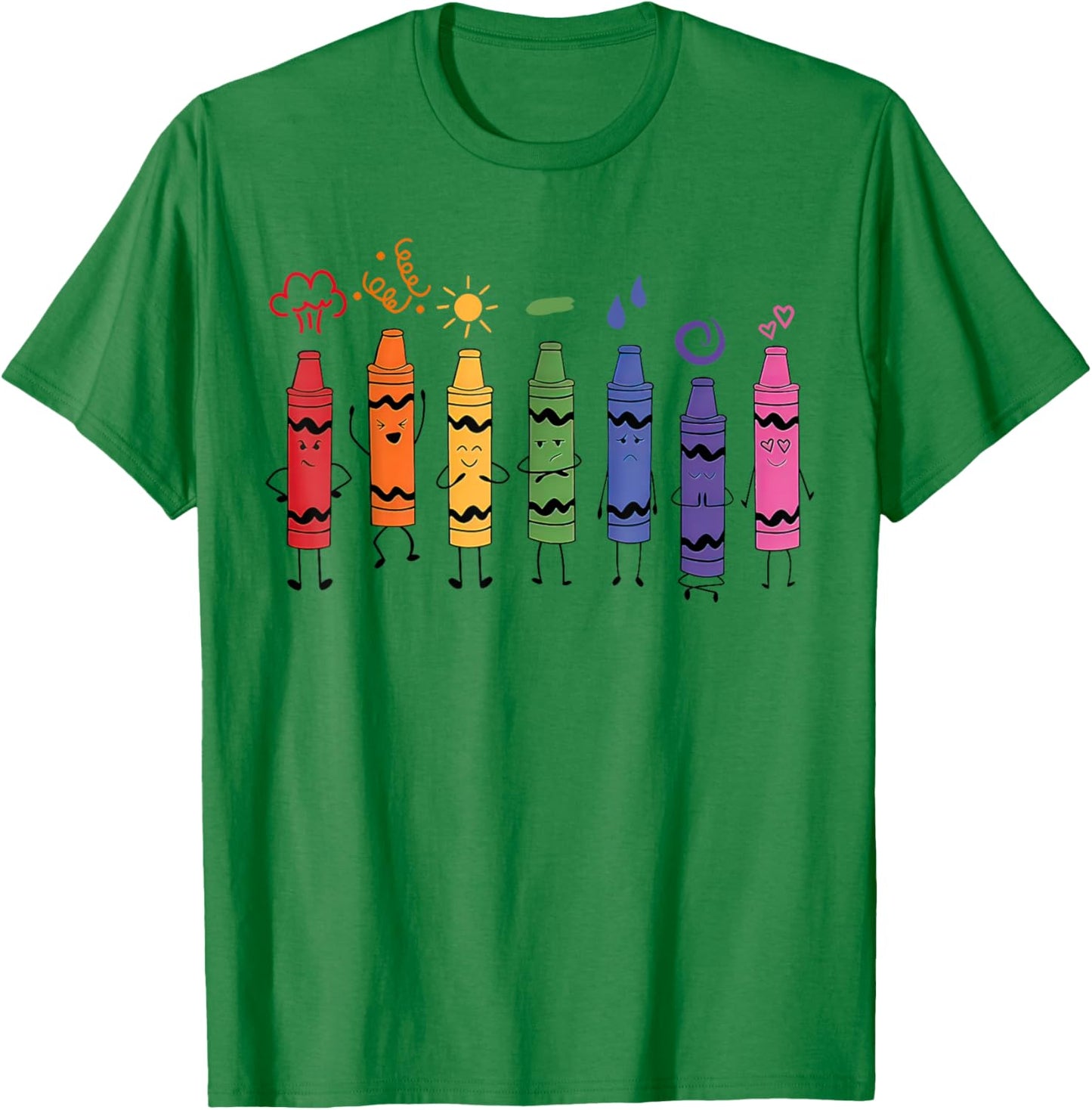 Mood Color Crayons Teacher T-Shirt - T-Shirt | Irish Green