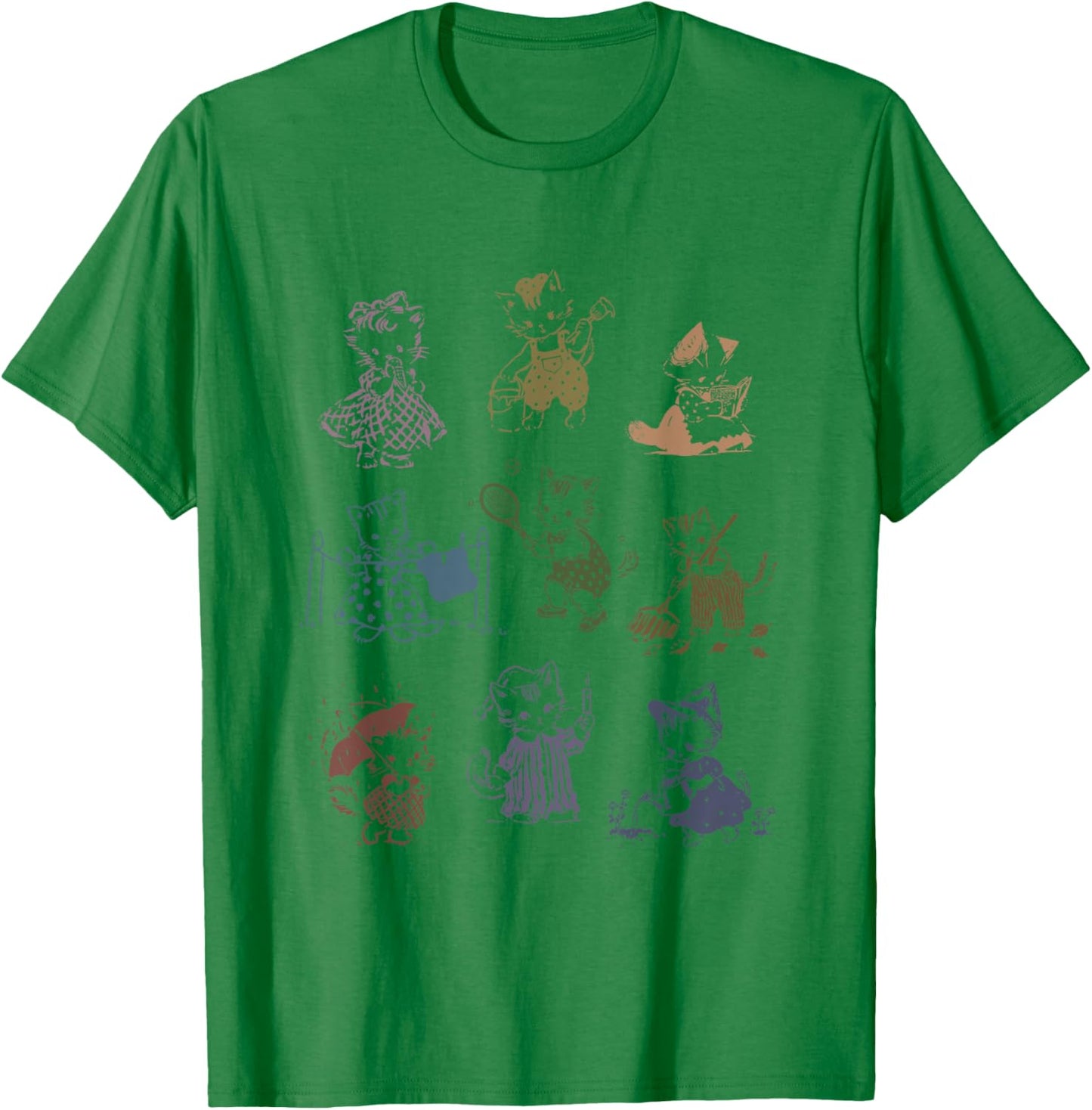 Vintage 90s Tattoo Cat Retro Kitten Cute Cat Lovers Cat Mom T-Shirt - T-Shirt | Irish Green