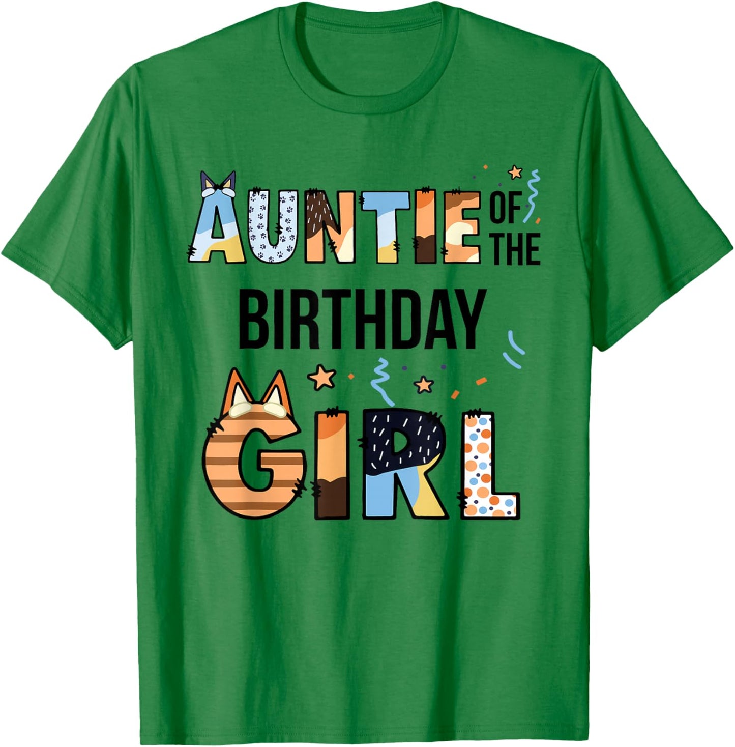 Auntie of The Birthday Girl Party Blue Dog Lover Matching T-Shirt - T-Shirt | Irish Green
