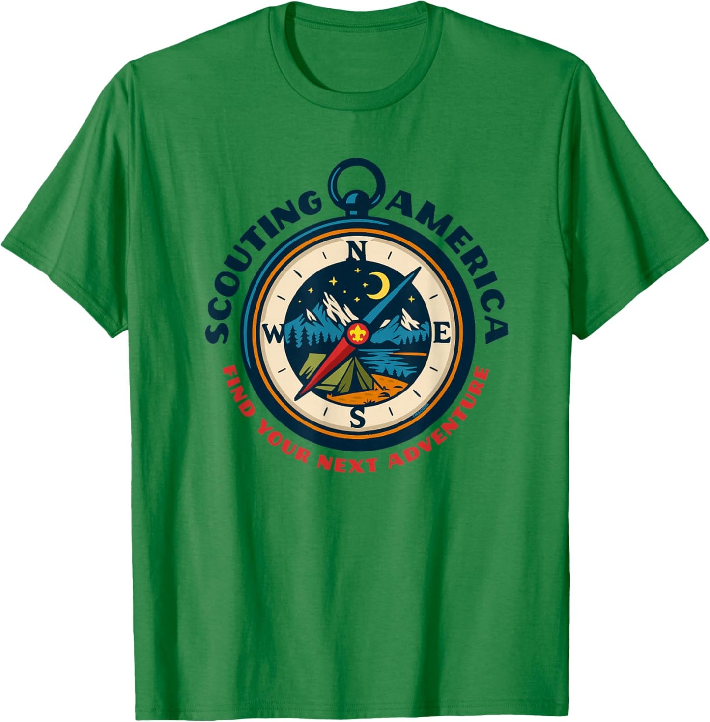 Find Your Next Adventure Scouting America Retro Compass Art T-Shirt - T-Shirt | Irish Green