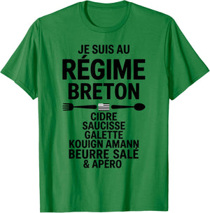 Diet Breton Humour Brittany Cider Sausage Galette Butter T-Shirt - T-Shirt | Irish Green