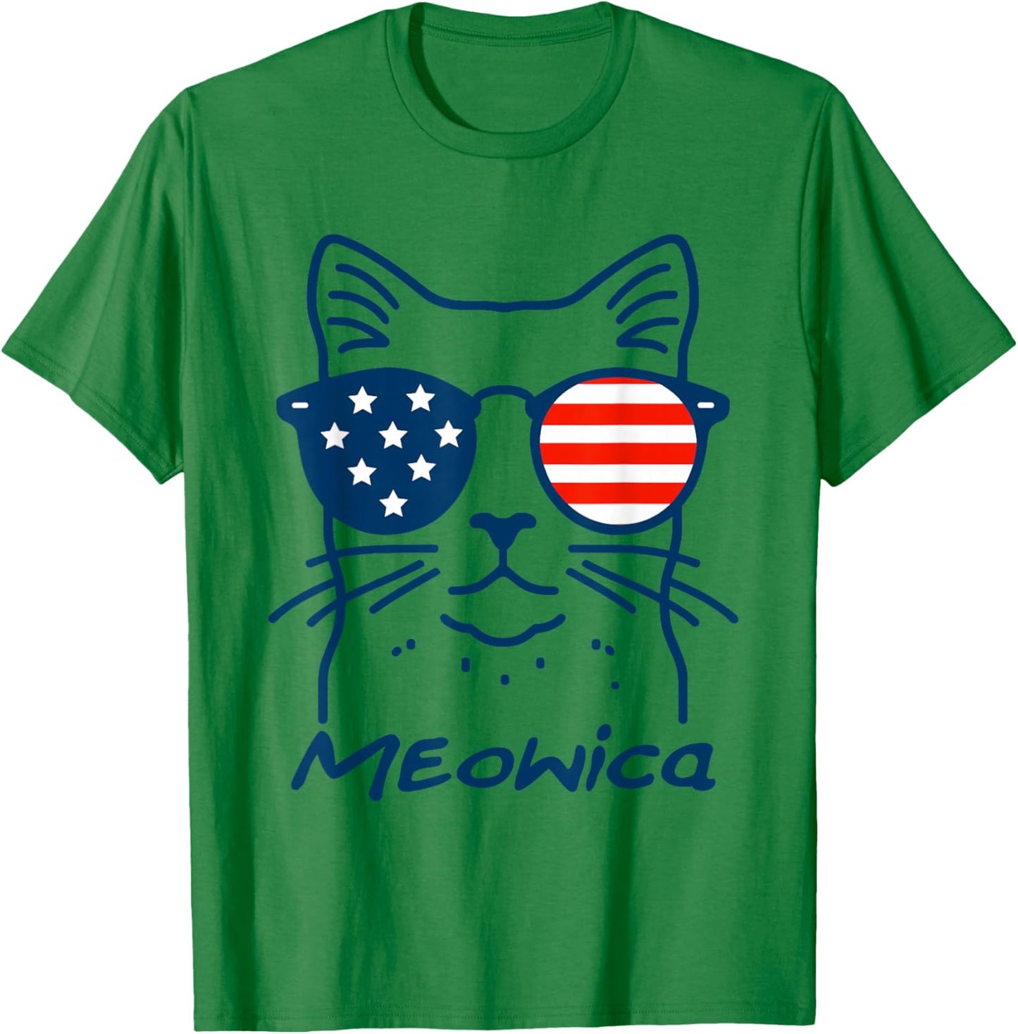 Meowica USA 'Merica Cat 4th of July Funny Patriotic T-Shirt - T-Shirt | Irish Green