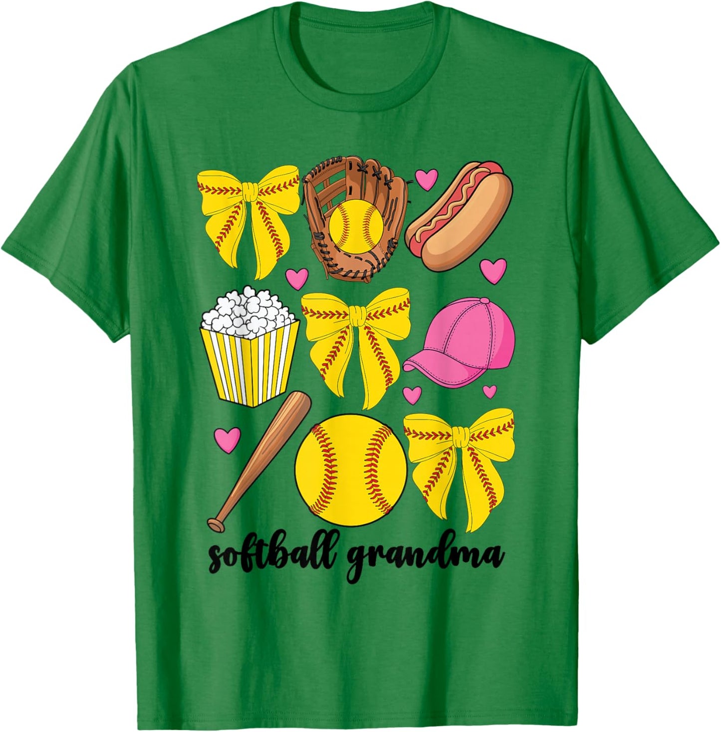 Softball Grandma Softball Coquette Bow Mothers Day T-Shirt - T-Shirt | Irish Green