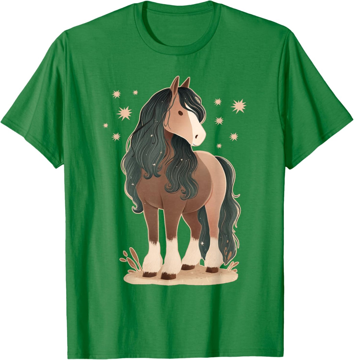 Pferd mit Sternen Pferdemotiv Mädchen T-Shirt - T-Shirt | Irish Green