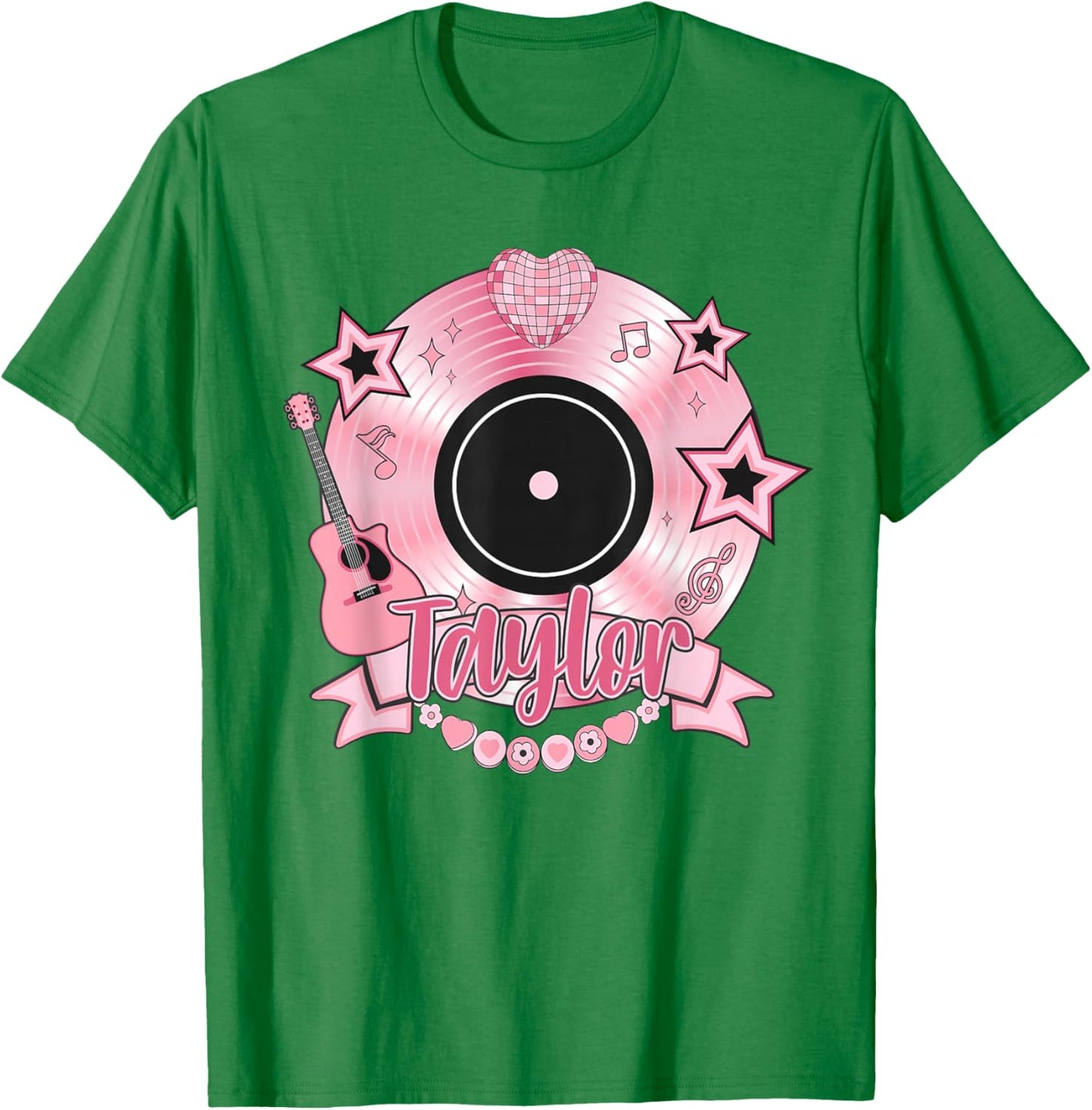 Girls Retro Taylor First Name Personalised Groovy 80s T-Shirt - T-Shirt | Irish Green