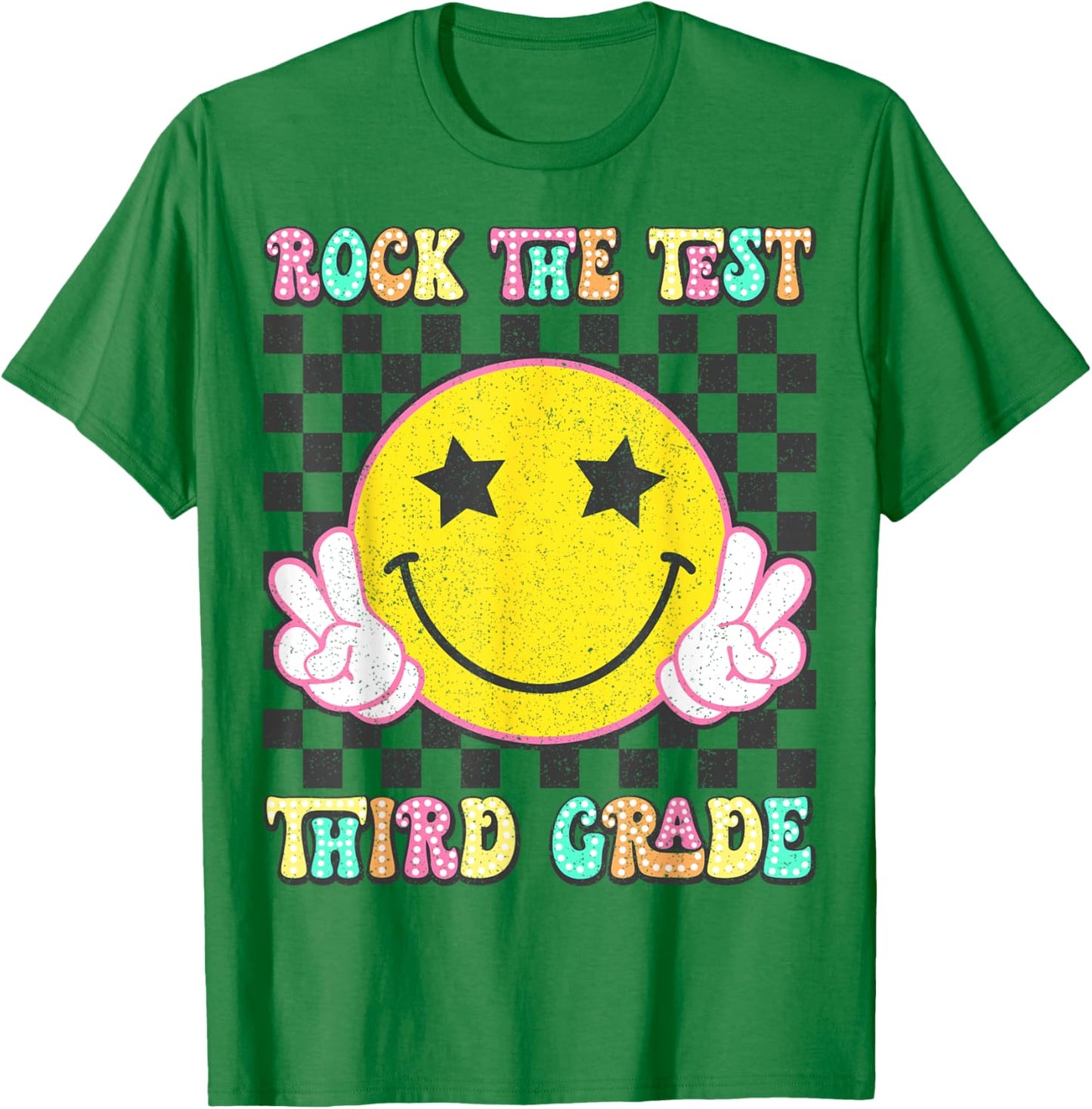 Rock The Test Day 3rd Grade Teacher Third Grade Testing Day T-Shirt - T-Shirt | Irish Green