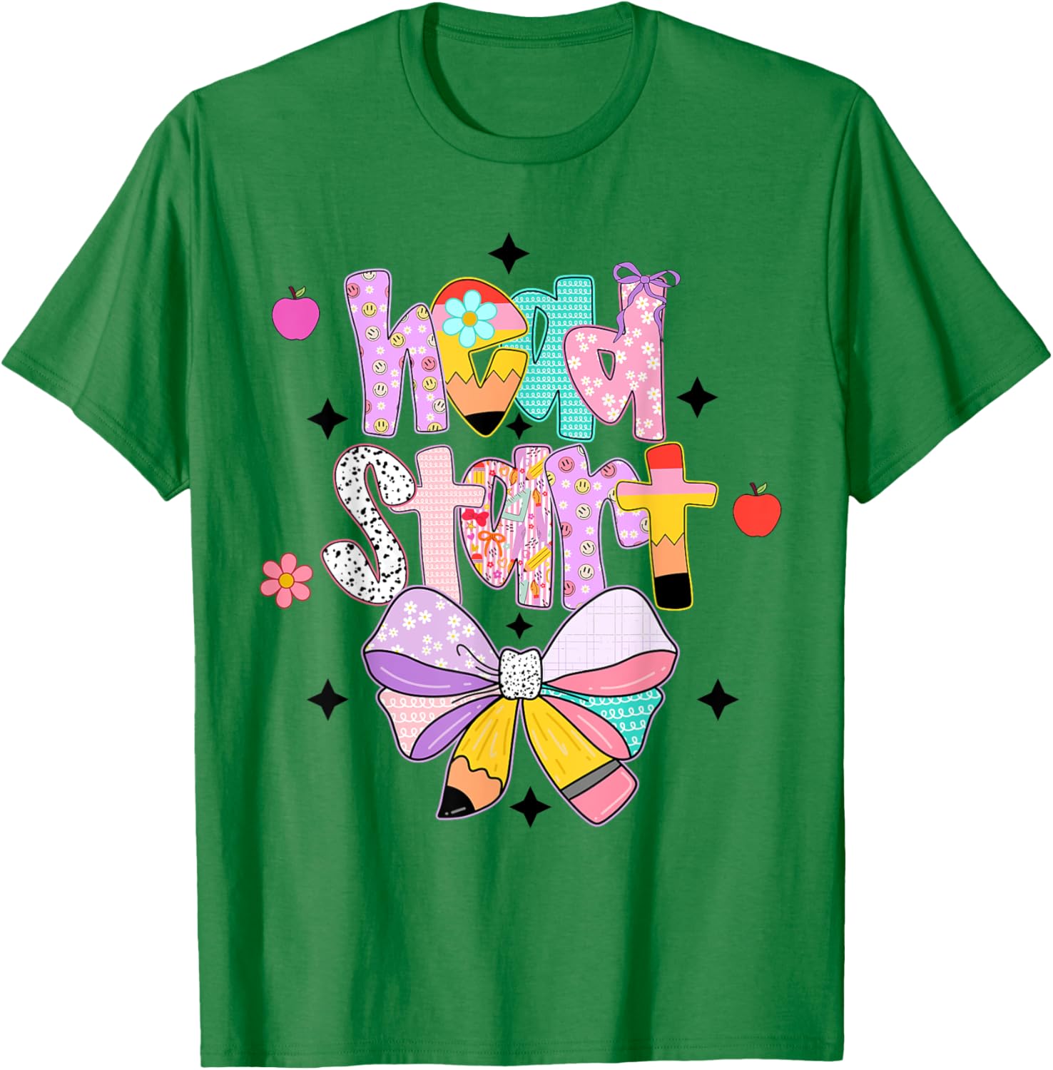 Groovy Head Start Preppy Coquette Bow Headstart Teacher Life T-Shirt - T-Shirt | Irish Green