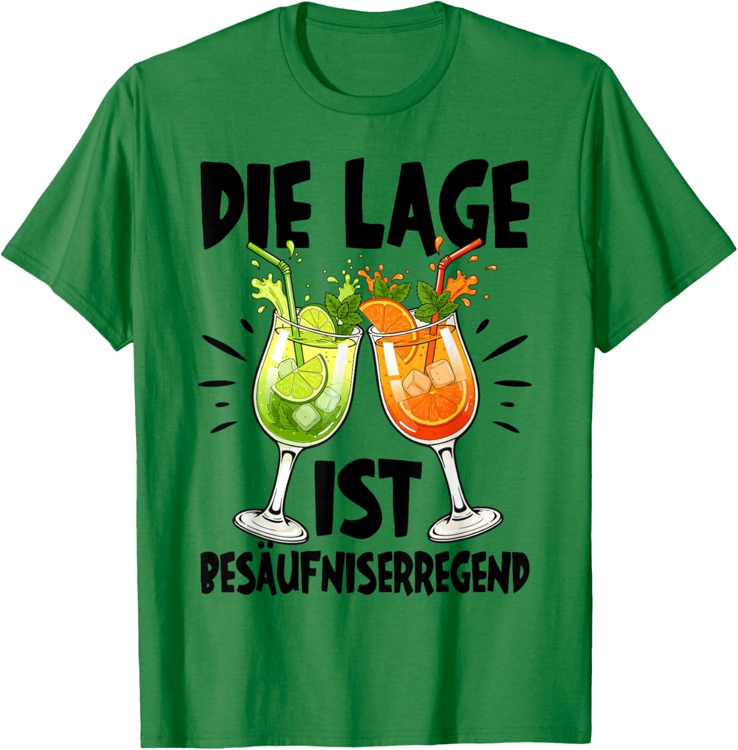 Die Lage Ist Besäufniserregend mit Cocktails T-Shirt - T-Shirt | Irish Green