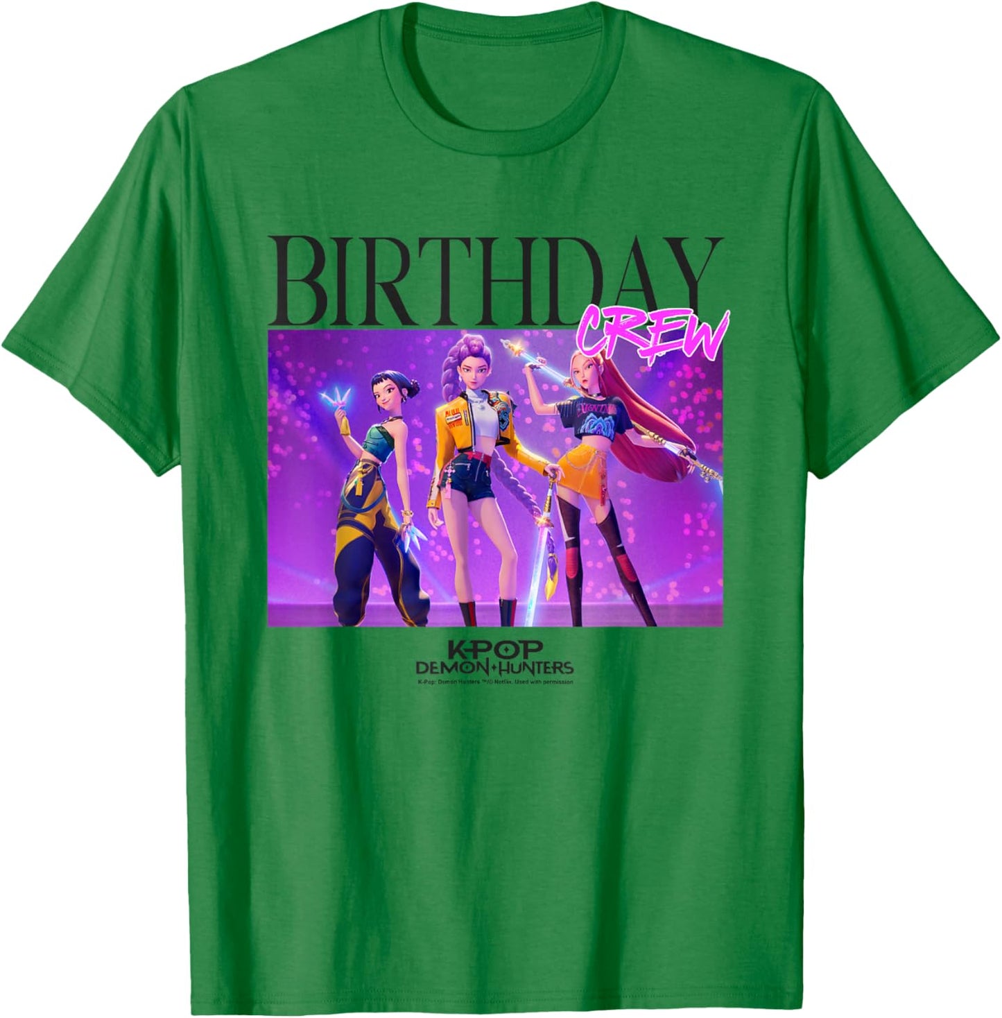 Kpop Demon Hunters Birthday Crew Officially Licensed T-Shirt - T-Shirt | Irish Green