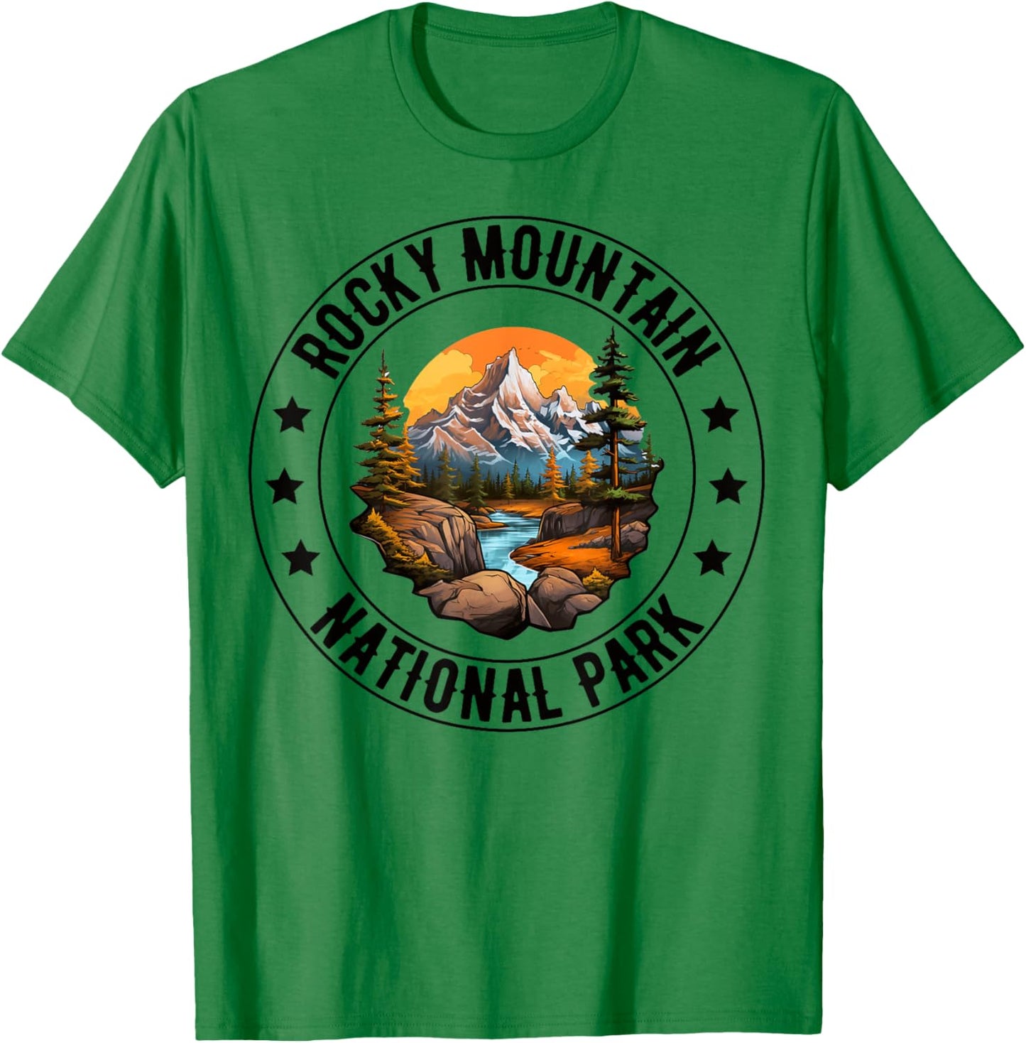 Retro Rocky Mountain National Park Hiking Camping Outdoor T-Shirt - T-Shirt | Irish Green