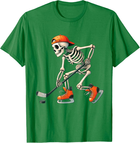 Skeleton Ice Hockey Halloween Costume Men Boys Kids T-Shirt - T-Shirt | Irish Green
