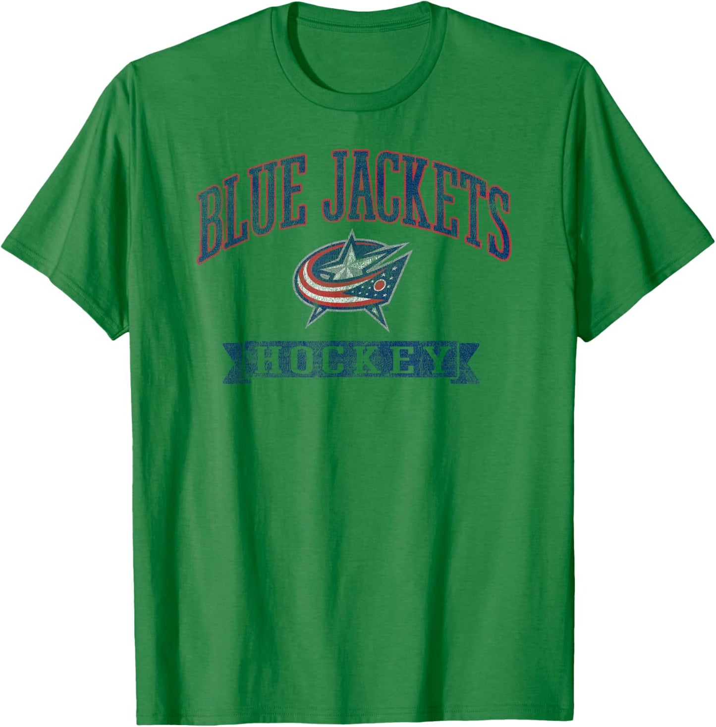 Columbus Blue Jackets Vintage Hockey Gray Licensed T-Shirt - T-Shirt | Irish Green