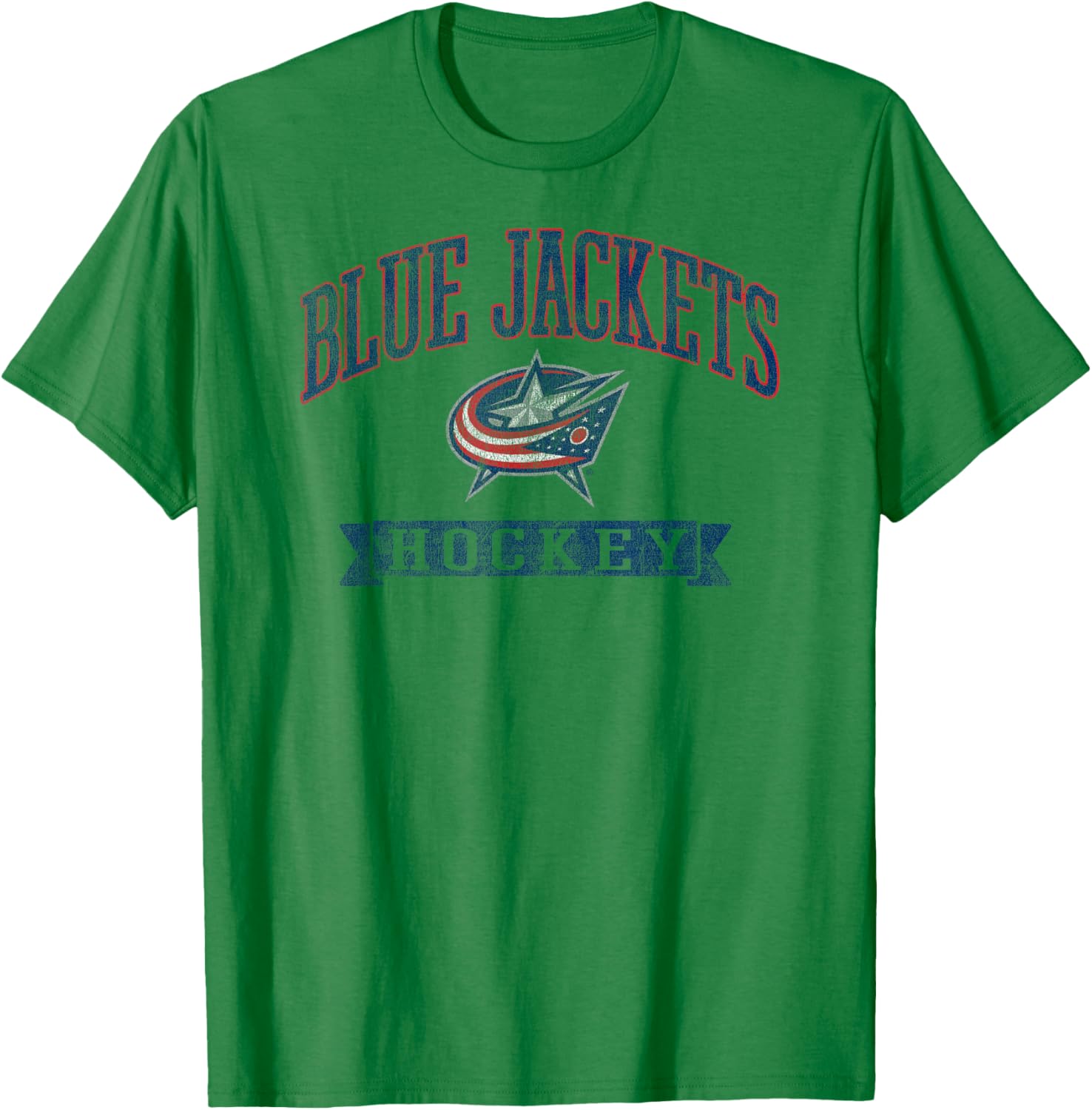 Columbus Blue Jackets Vintage Hockey Gray Licensed T-Shirt - T-Shirt | Irish Green