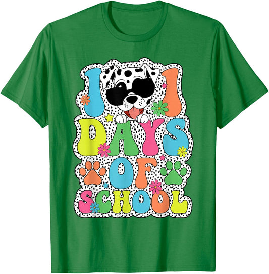 100 Days Of School Dalmatian Dog Boy Kid 100th Day Of School T-Shirt - T-Shirt | Irish Green