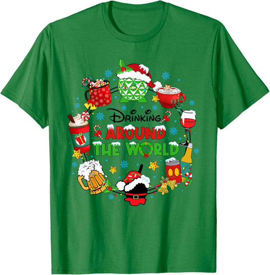 Drinking Around The World Family Christmas Vacation T-Shirt - T-Shirt | Irish Green