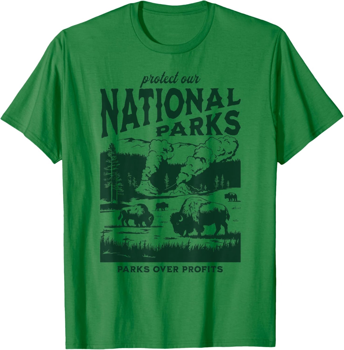 Protect Our National Parks Defund Doge Parks Not Profits T-Shirt - T-Shirt | Irish Green