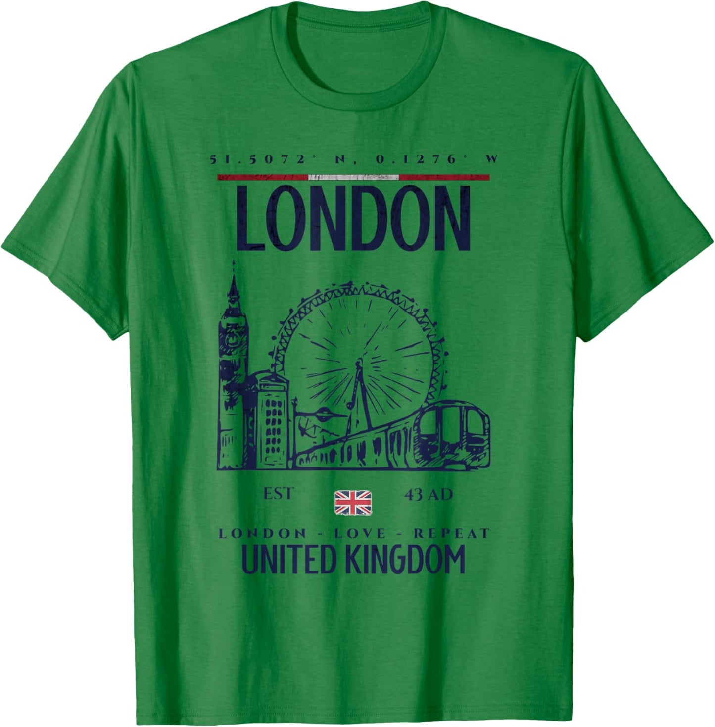Londres Voyage Royaume-Uni Vintage T-Shirt - T-Shirt | Irish Green