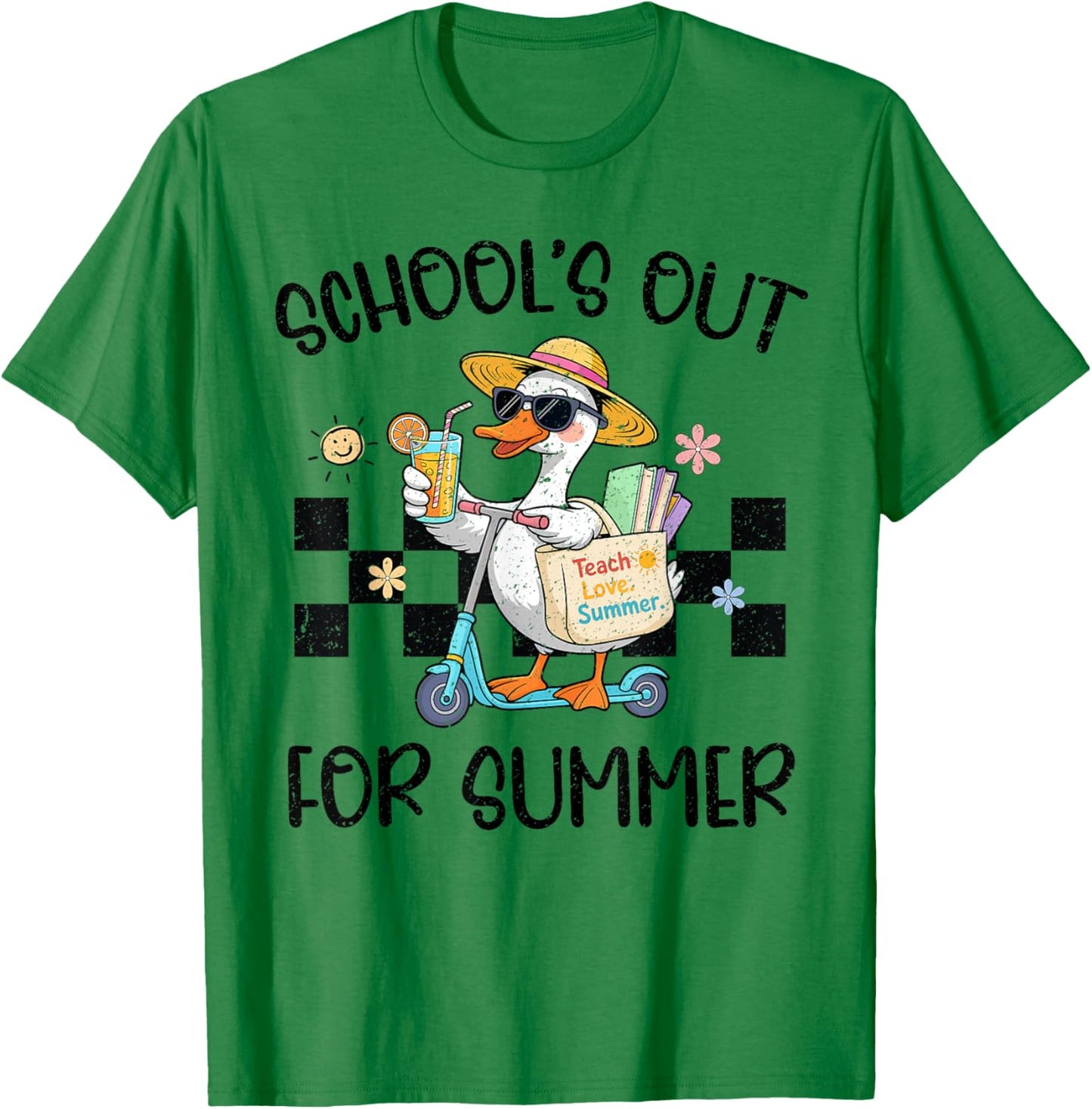 School's Out for Summer Teachers Last Day of School Goose T-Shirt - T-Shirt | Irish Green