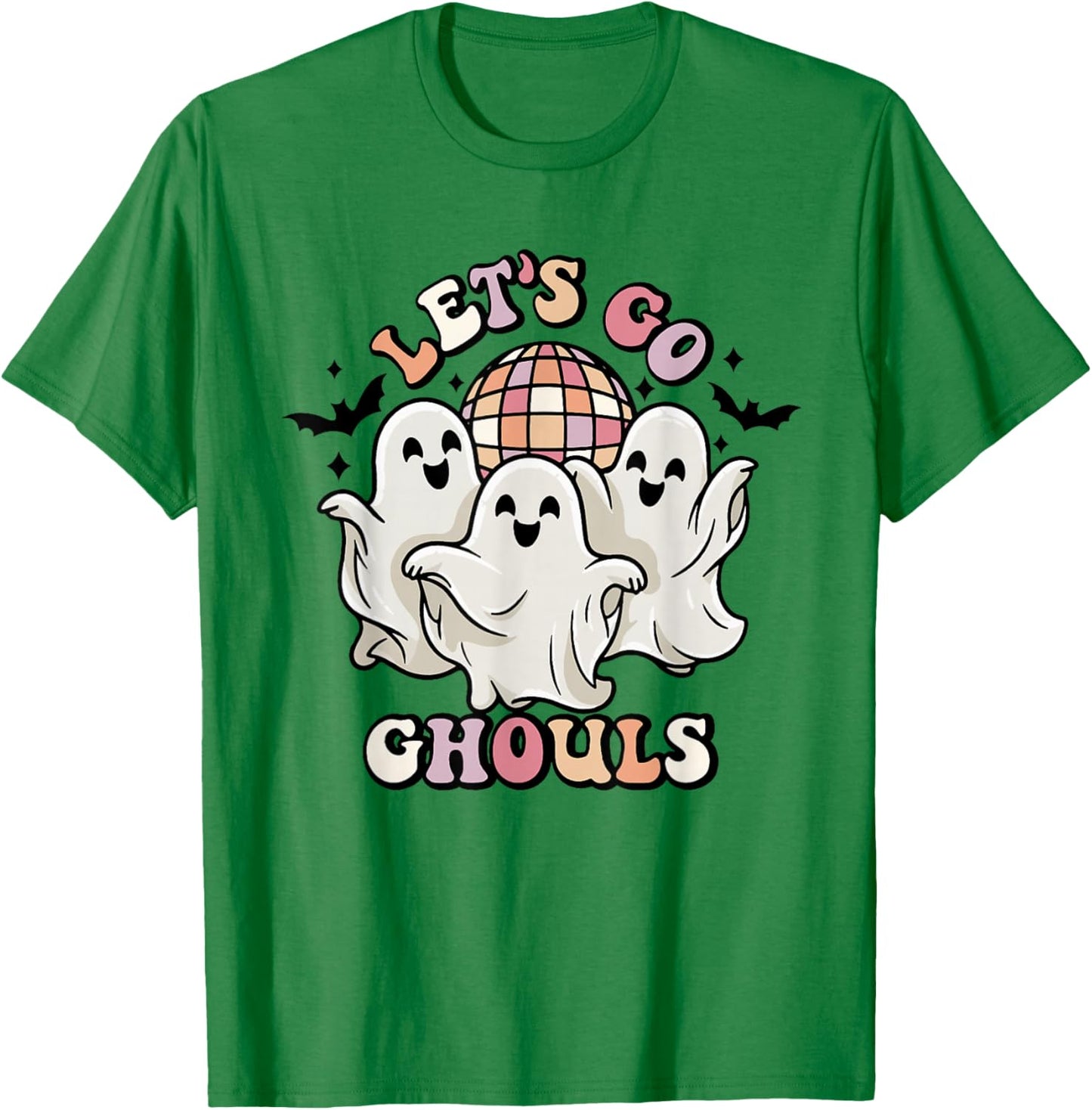 Lets Go Ghouls Halloween Disco Ghosts T-Shirt - T-Shirt | Irish Green
