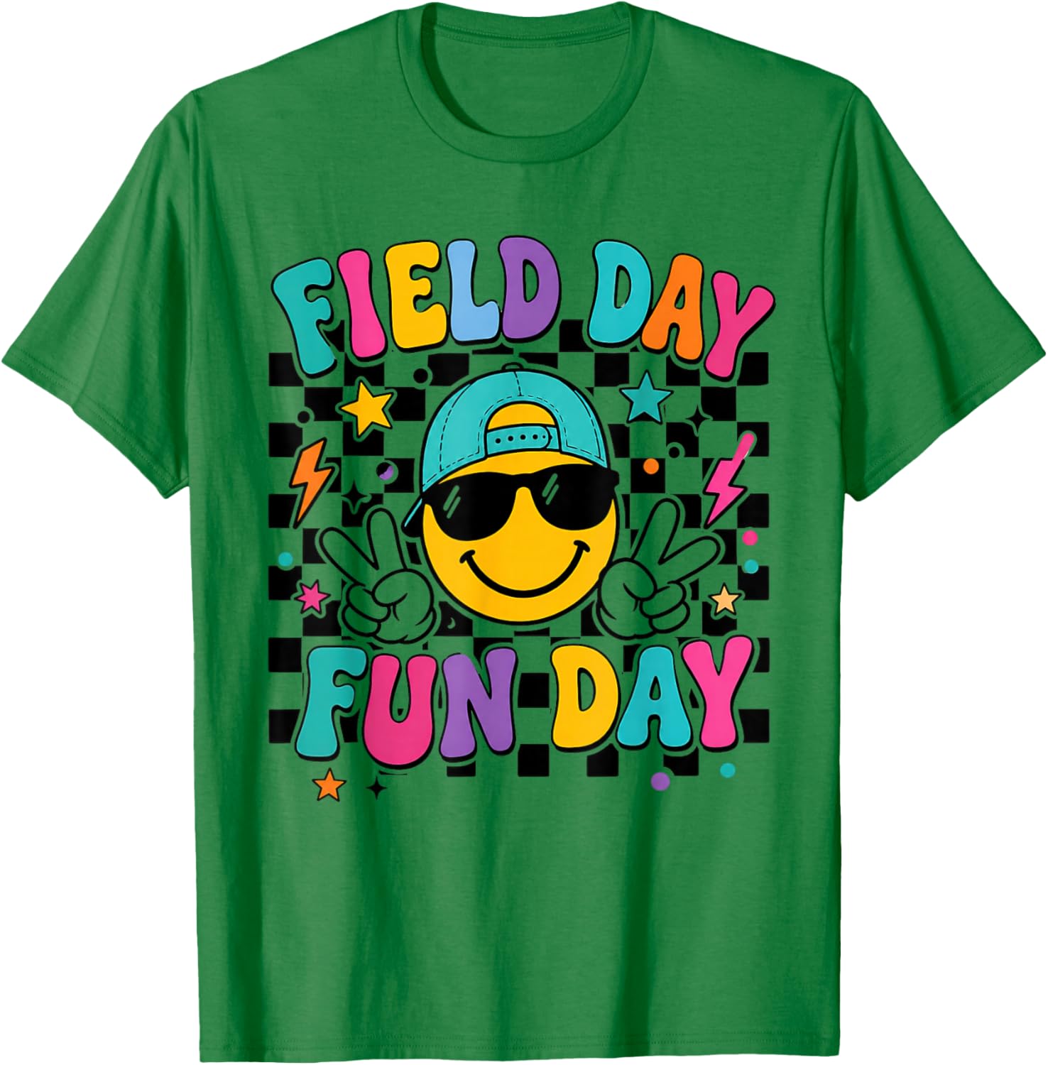 Field Day Fun Day Smile Face Teacher Kids Field Day 2026 T-Shirt - T-Shirt | Irish Green