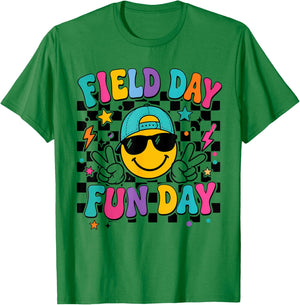 Field Day Fun Day Smile Face Teacher Kids Field Day 2026 T-Shirt - T-Shirt | Irish Green