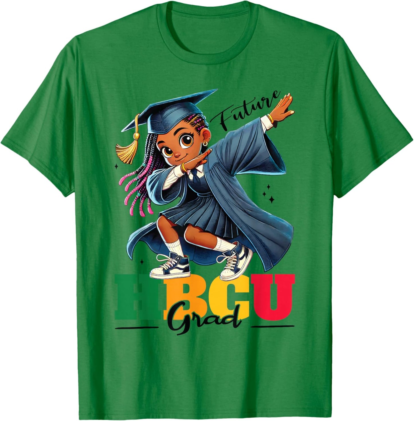 Future HBCU Grad kids Black Girl Afro Black History Month T-Shirt - T-Shirt | Irish Green