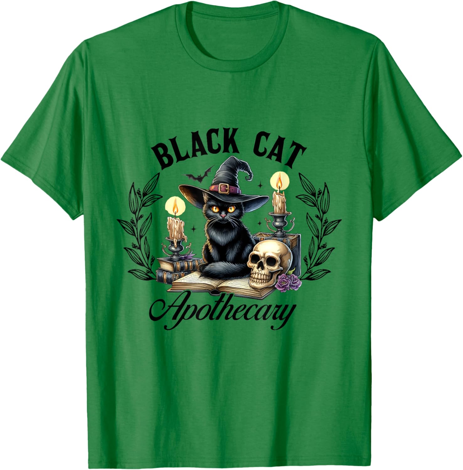 Black Cat Apothecary Funny Halloween Witchy Women Pet Love T-Shirt - T-Shirt | Irish Green