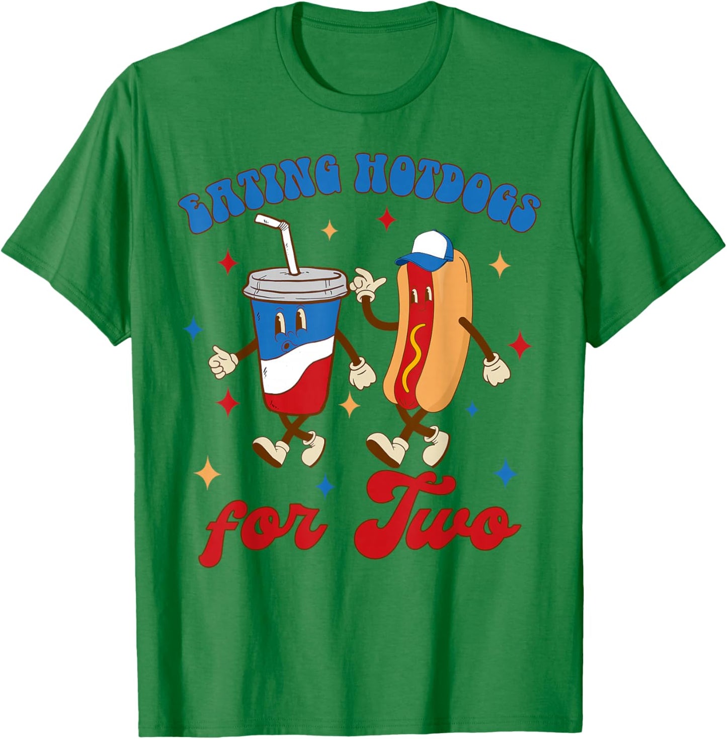 4th of July Pregnancy Announcement Eating Hotdogs for Two T-Shirt - T-Shirt | Irish Green