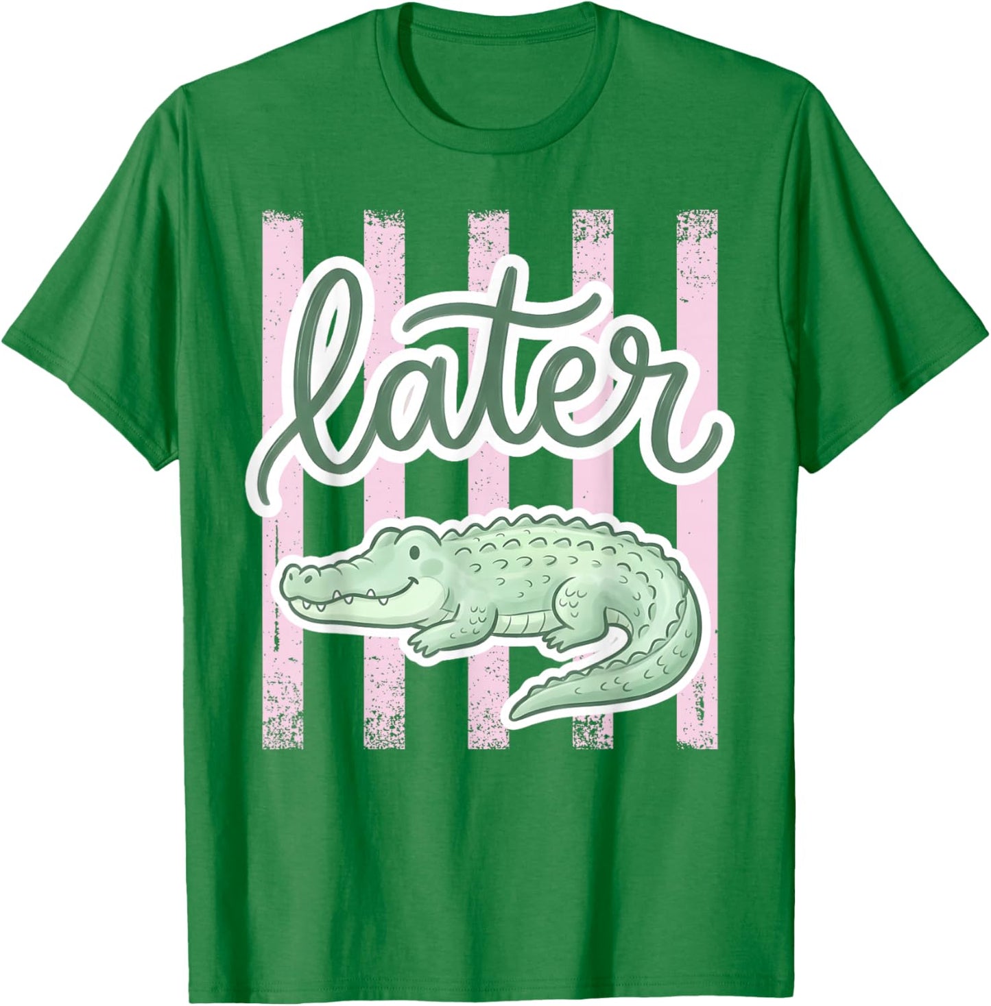 Preppy Later Gator Cute Crocodile Graphic Last Day of School T-Shirt - T-Shirt | Irish Green