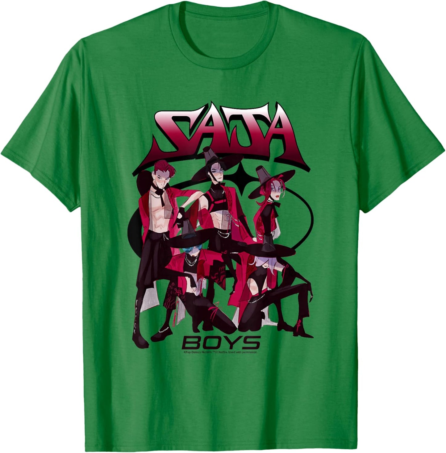 Kpop Demon Hunters Saja Boys Demon Group T-Shirt - T-Shirt | Irish Green