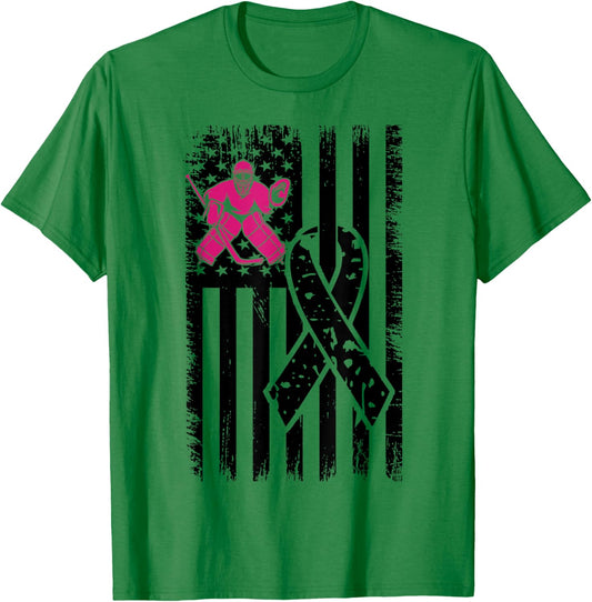 Hockey Pink Ribbon Breast Cancer Awareness Sport Lover T-Shirt - T-Shirt | Irish Green