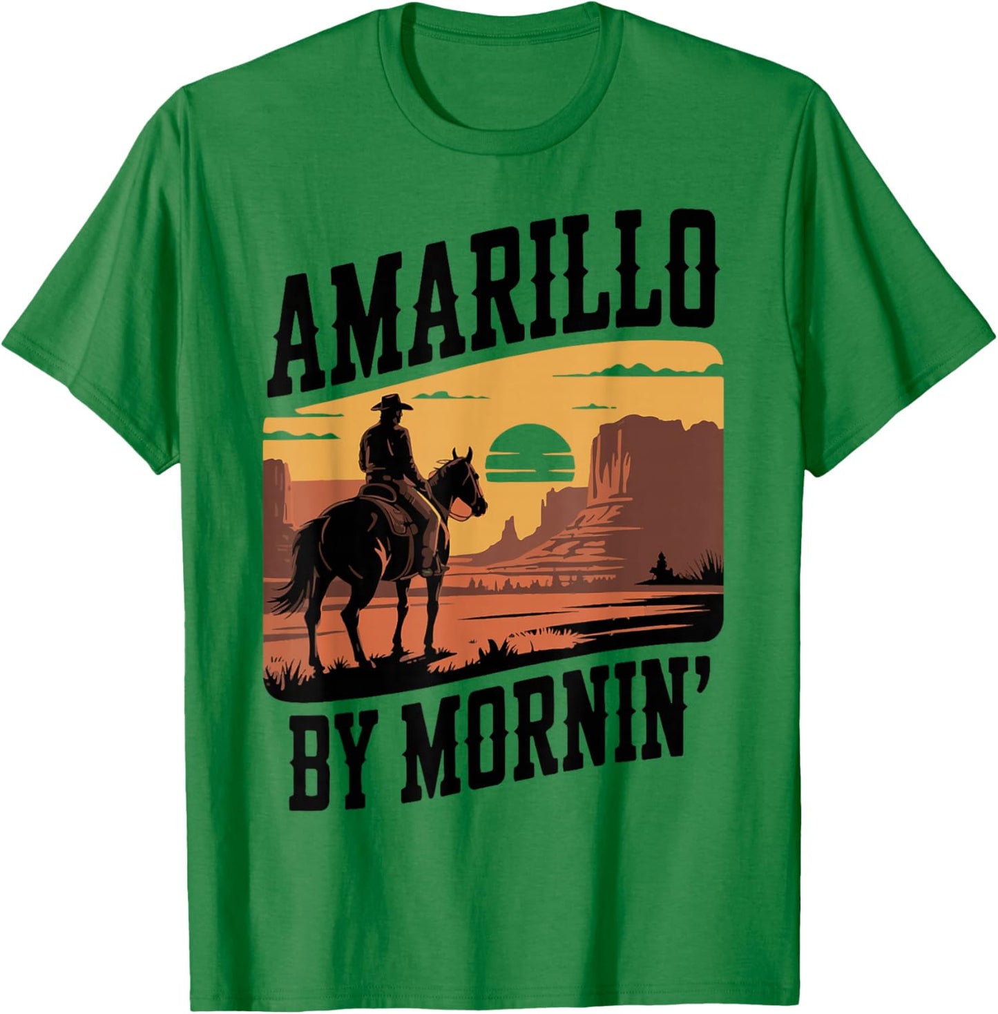 Amarillo by Mornin Folk Style Western Country Music T-Shirt - T-Shirt | Irish Green
