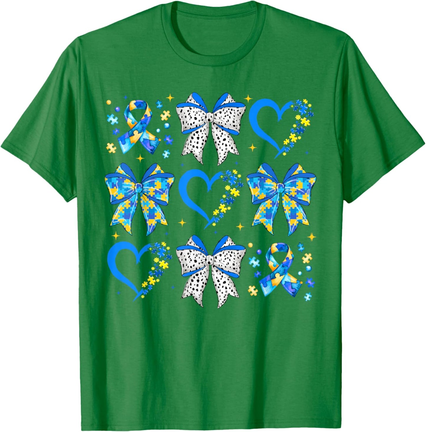 Down Syndrome Coquette Bow Support Word Down Syndrome Day T-Shirt - T-Shirt | Irish Green