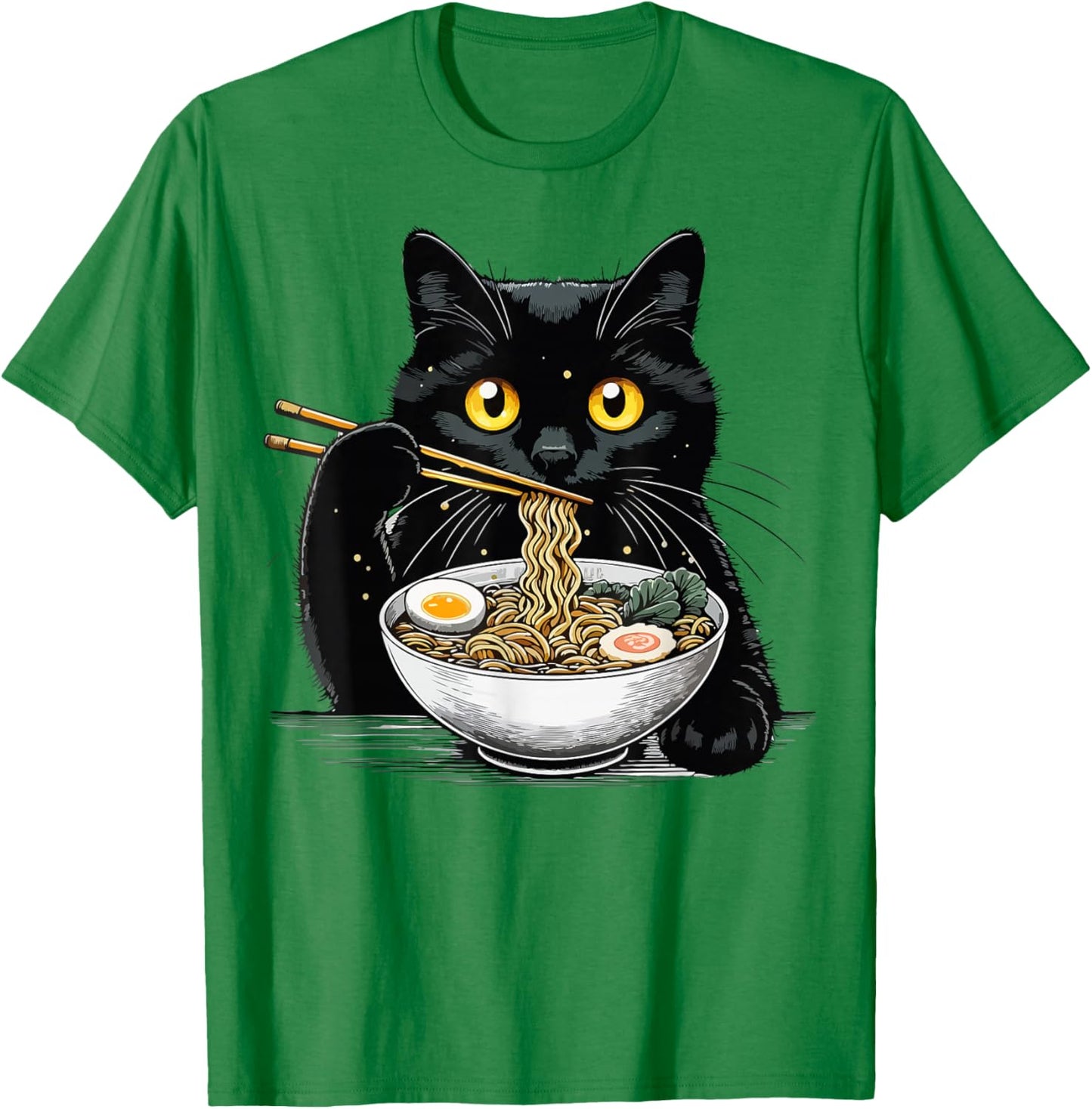 Funny Cat eating Ramen T-Shirt - T-Shirt | Irish Green
