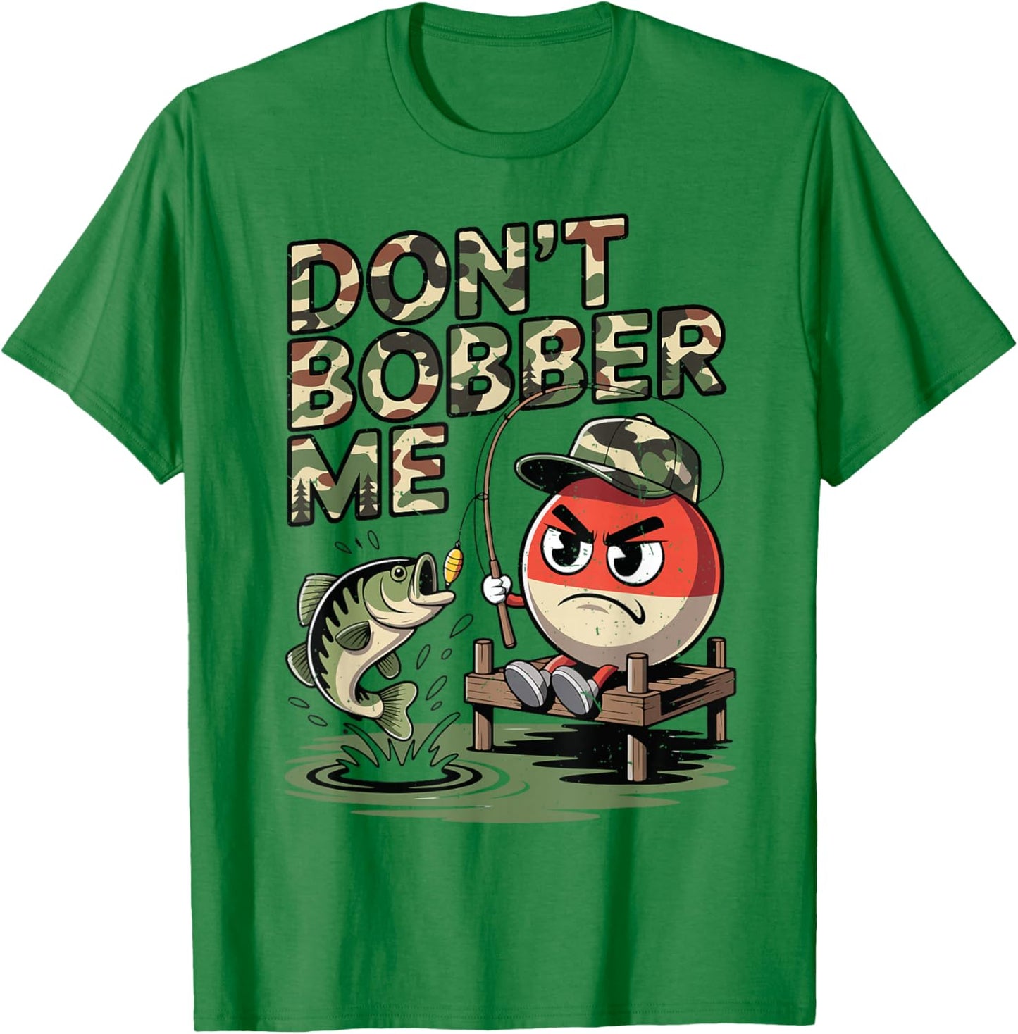 Don't Bobber Me Youth Boy Camo Bass Fish Funny Fishing Jokes T-Shirt - T-Shirt | Irish Green