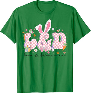 Easter Nurse Life Labor and Delivery NICU Nursing Bunny Ear T-Shirt - T-Shirt | Irish Green
