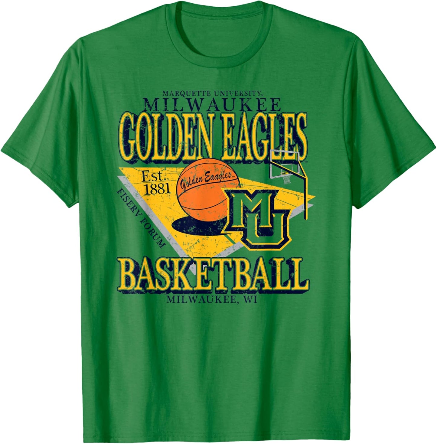 Marquette Golden Eagles Basketball Vintage Milwaukee White T-Shirt - T-Shirt | Irish Green