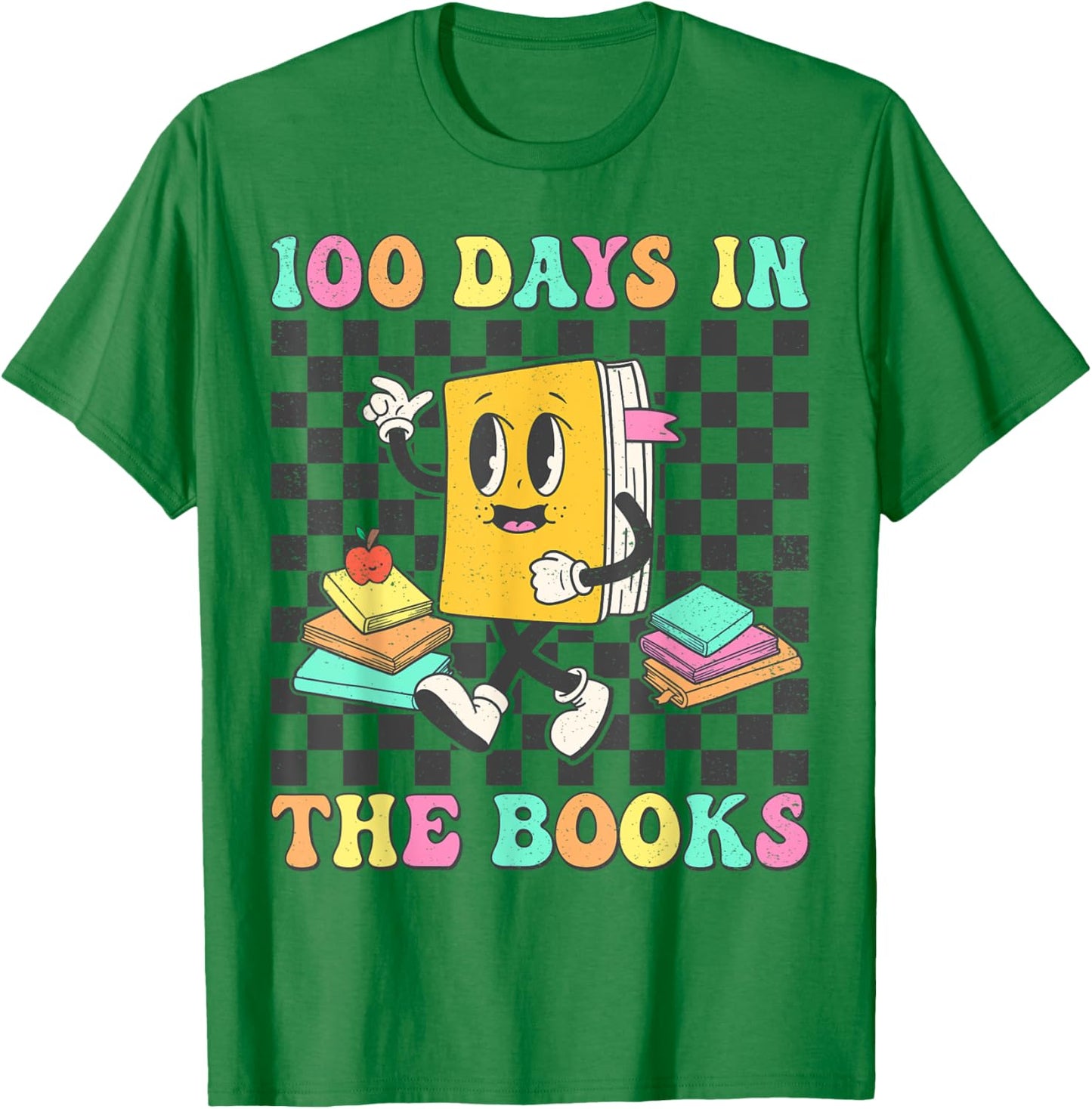 100 Days in the Books Reading Teacher 100th Day of School T-Shirt - T-Shirt | Irish Green