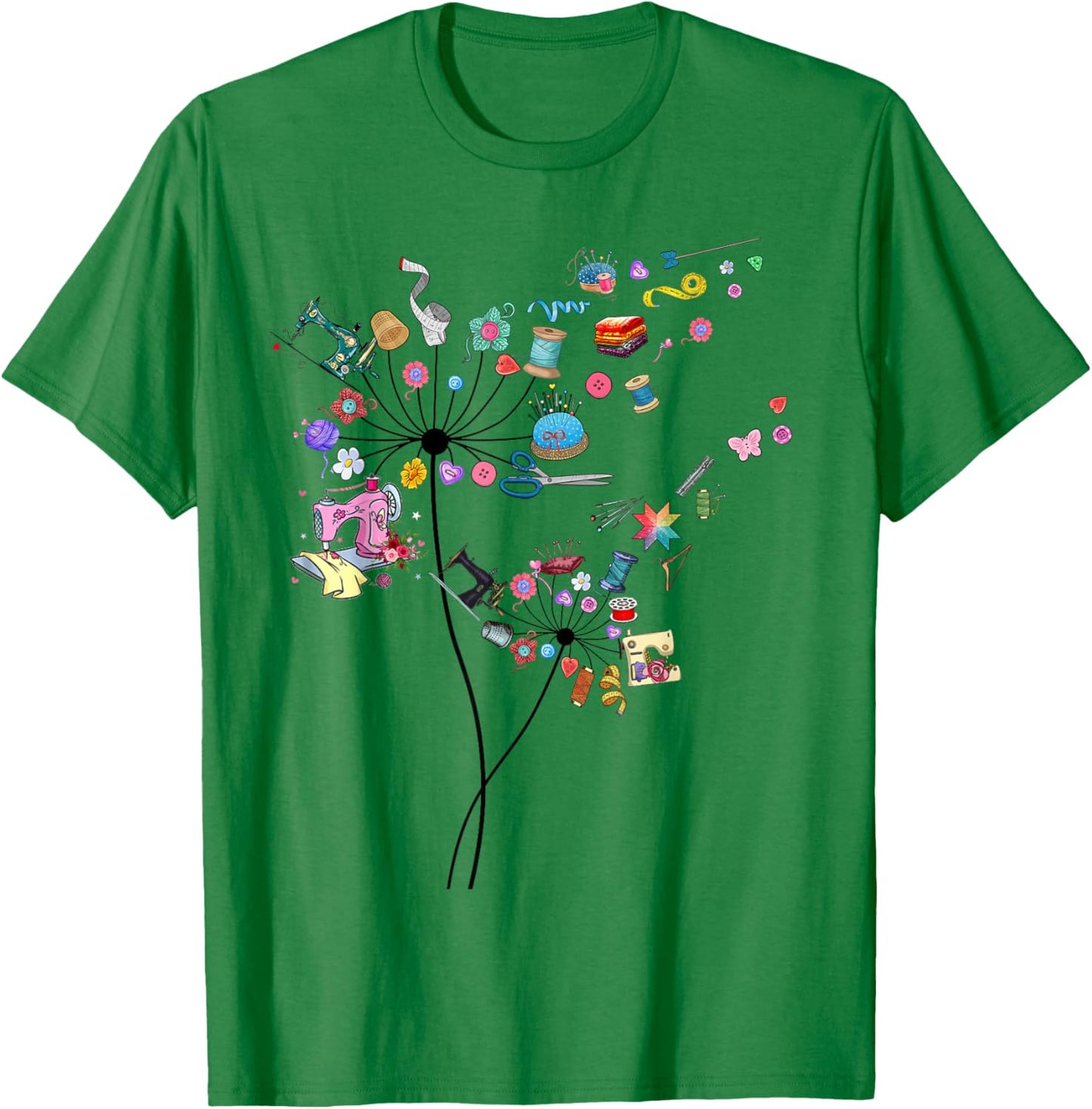 Cute Sewing Dandelion Flowers Quilting Quilter Sewer T-Shirt - T-Shirt | Irish Green