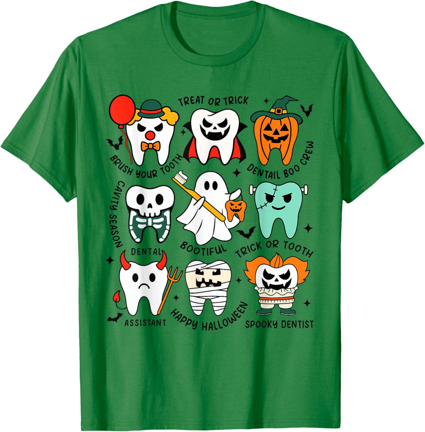 Funny Cute Dental Hygiene Monsters Teeth Squad Halloween T-Shirt - T-Shirt | Irish Green