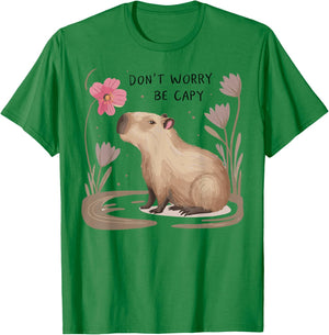 Cute Dont Worry Be Capy Capybara Girls Boys Kids Youth Women T-Shirt - T-Shirt | Irish Green