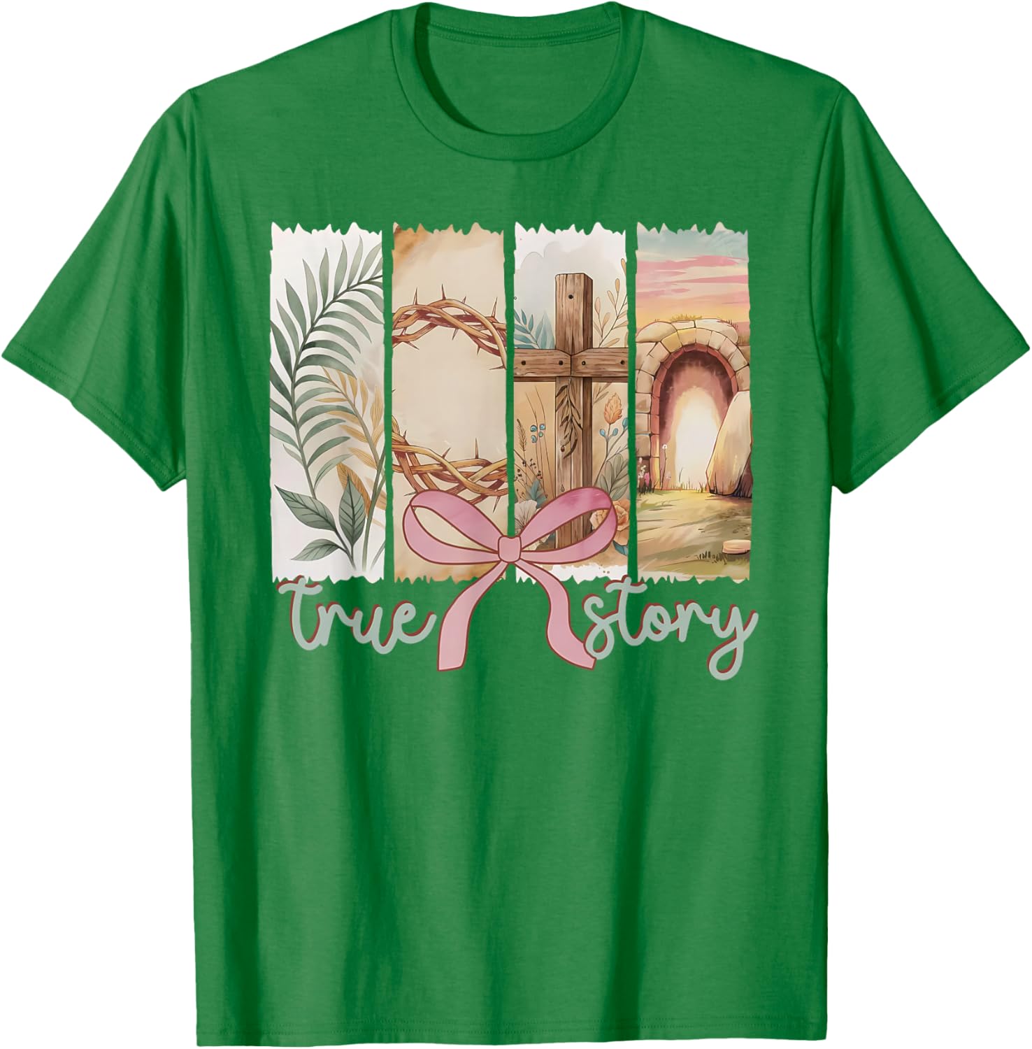 Happy Easter True Story He Is Risen Coquette Floral Spring T-Shirt - T-Shirt | Irish Green