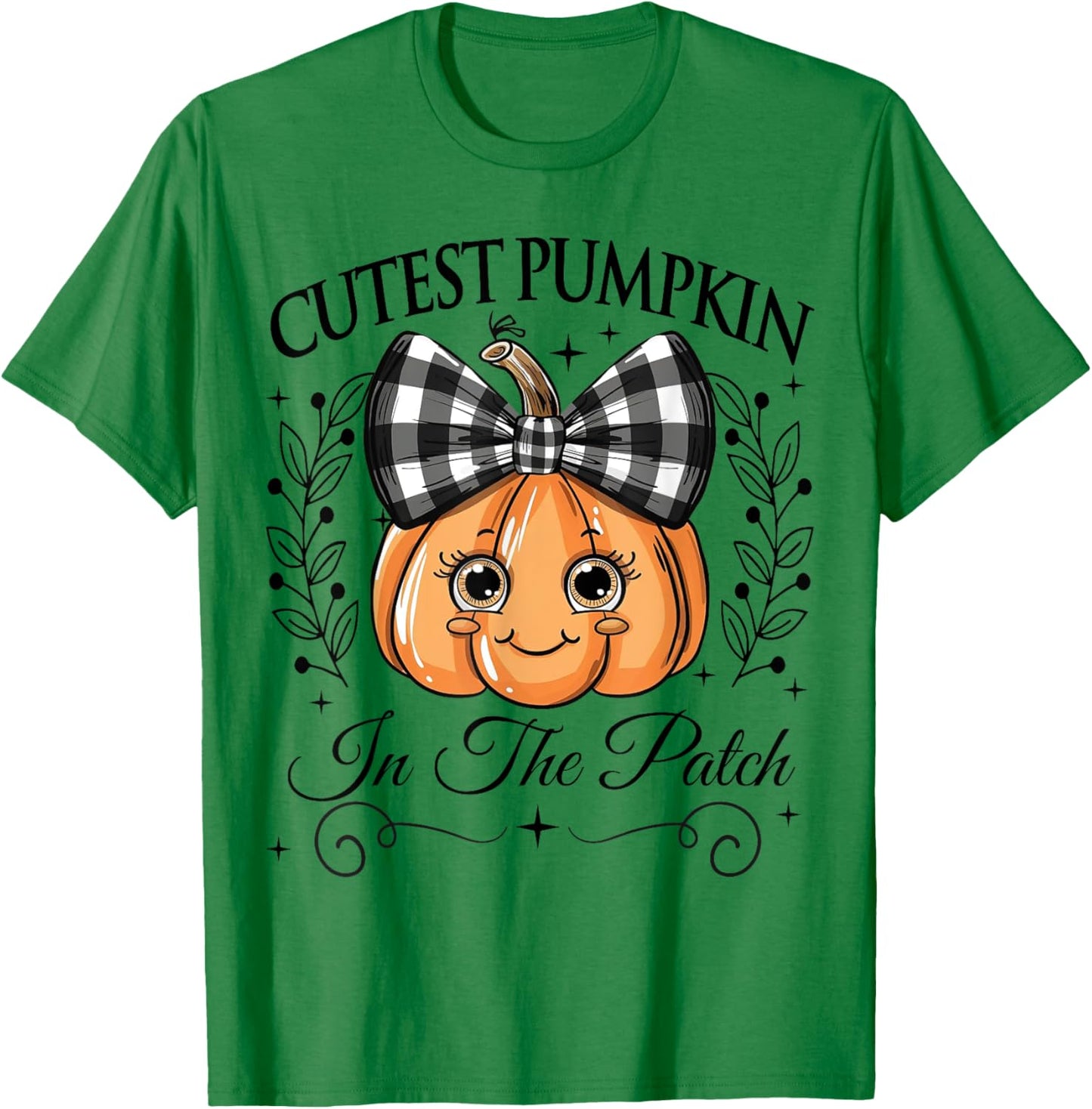 Cutest Pumpkin In The Patch Halloween Fall Bow Kids Girls T-Shirt - T-Shirt | Irish Green