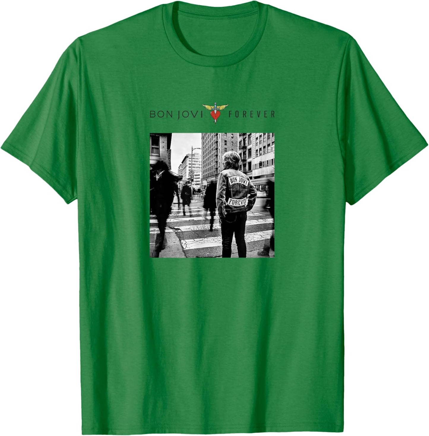 Official Bon Jovi Forever Cover White T-Shirt - T-Shirt | Irish Green