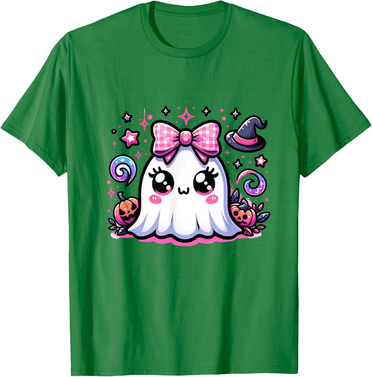 Halloween coquette pink bows and cute boojee ghost girls T-Shirt - T-Shirt | Irish Green