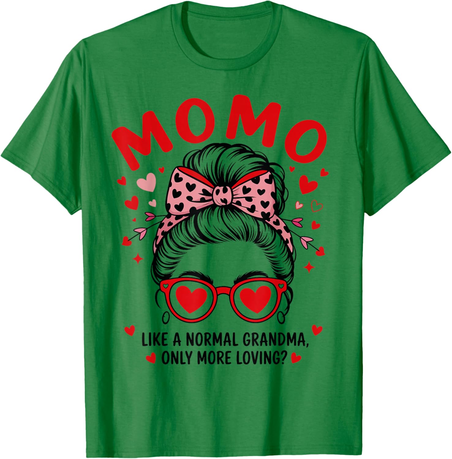 MOMO Valentine Quote for Loving Grandma with Cute Bow T-Shirt - T-Shirt | Irish Green