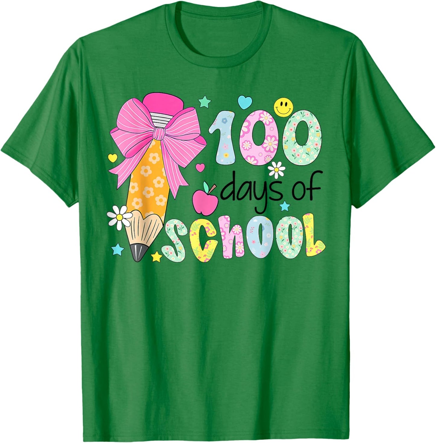 100 Days of School Preppy 100th Day of School Teachers Girls T-Shirt - T-Shirt | Irish Green